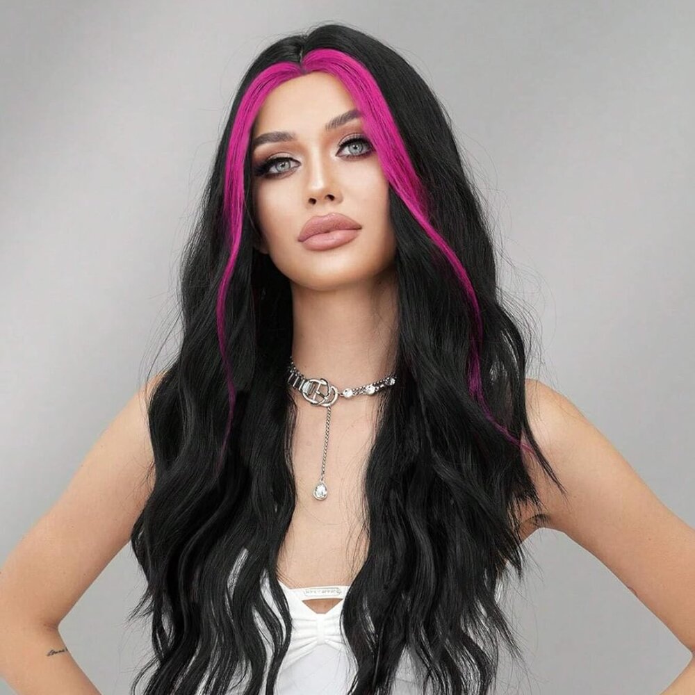 [26 INCH] Hot Pink Highlight Wig